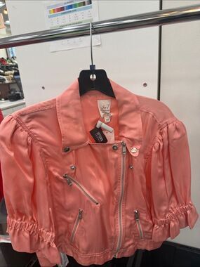 cinq a sept Coral Pink Cropped Utility Jacket